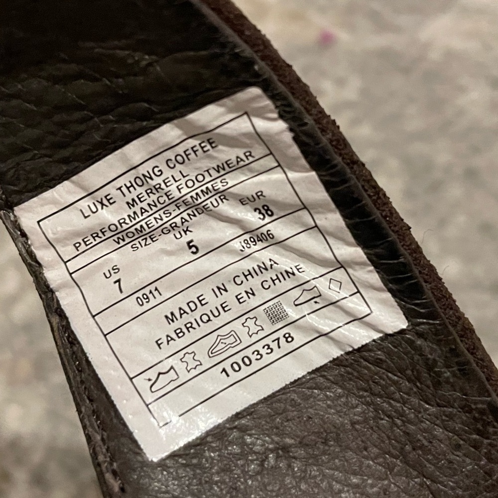 Merrell Luxe Thong Coffee Brown Leather Sandals Women’s Size 7 Open Toe Summer - Picture 3 of 10